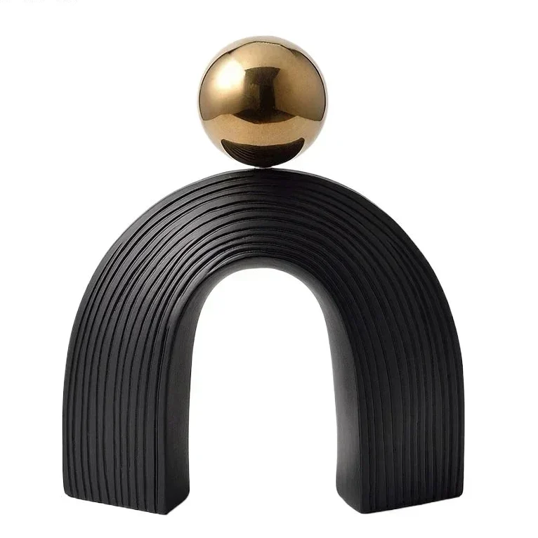 Modern Arch Sculpture with Golden Sphere