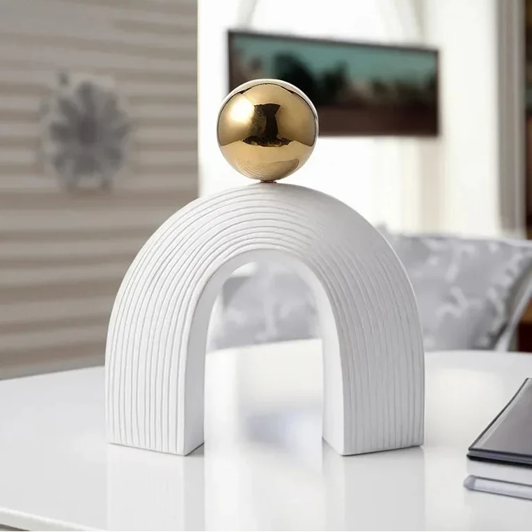 Modern Arch Sculpture with Golden Sphere