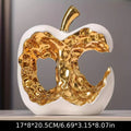 Modern Ceramic Apple Sculpture with Gold Abstract Center