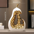 Modern Ceramic Pear Sculpture with Gold Abstract Center