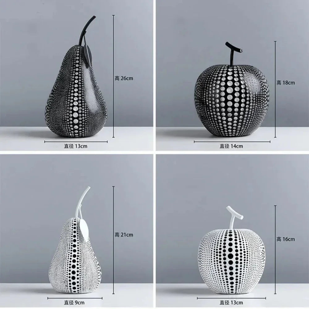 Modern Decorative Fruit Sculpture in Black & White