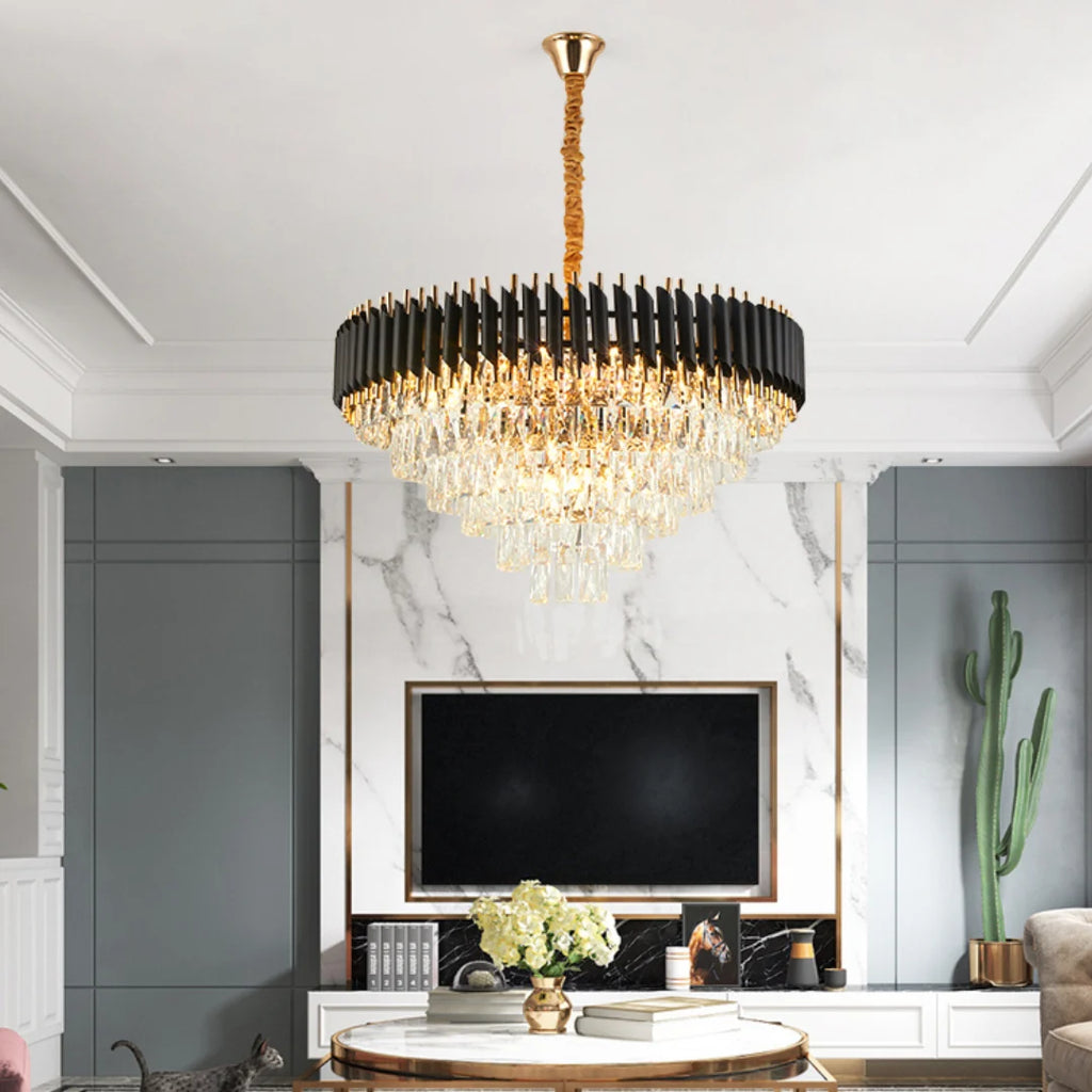 Round Raindrop Crystal Chandelier