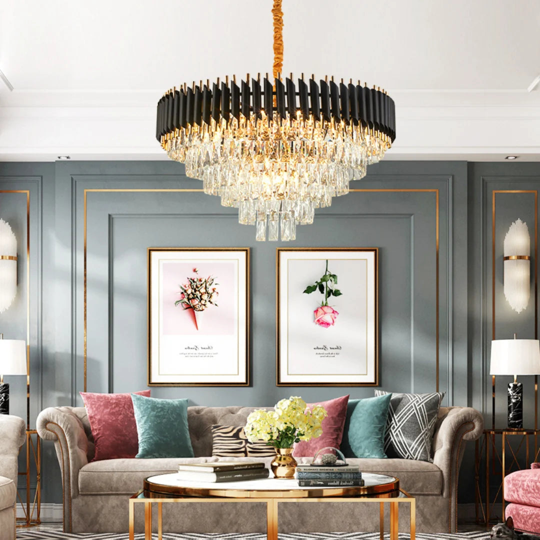 Round Raindrop Crystal Chandelier