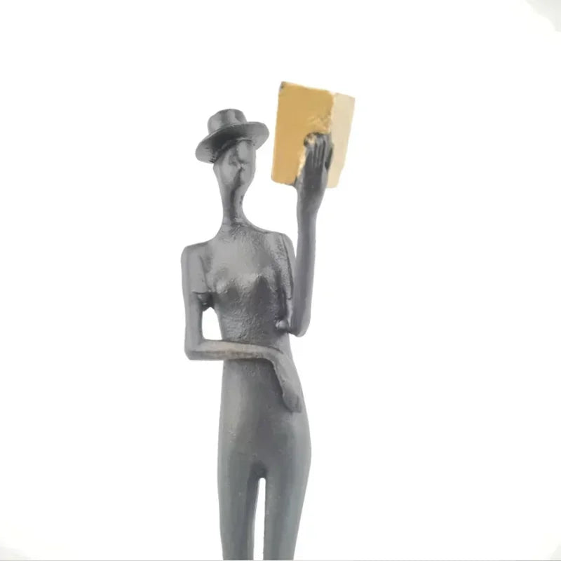 Modern Reading Gentleman Figurine Sculpture for Home Decor