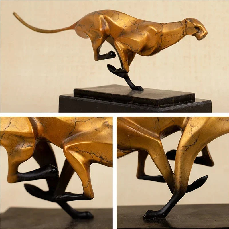 Modern Running Leopard Decorative Sculpture for Living Room Tabletop Decor