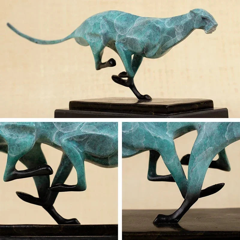 Modern Running Leopard Decorative Sculpture for Living Room Tabletop Decor