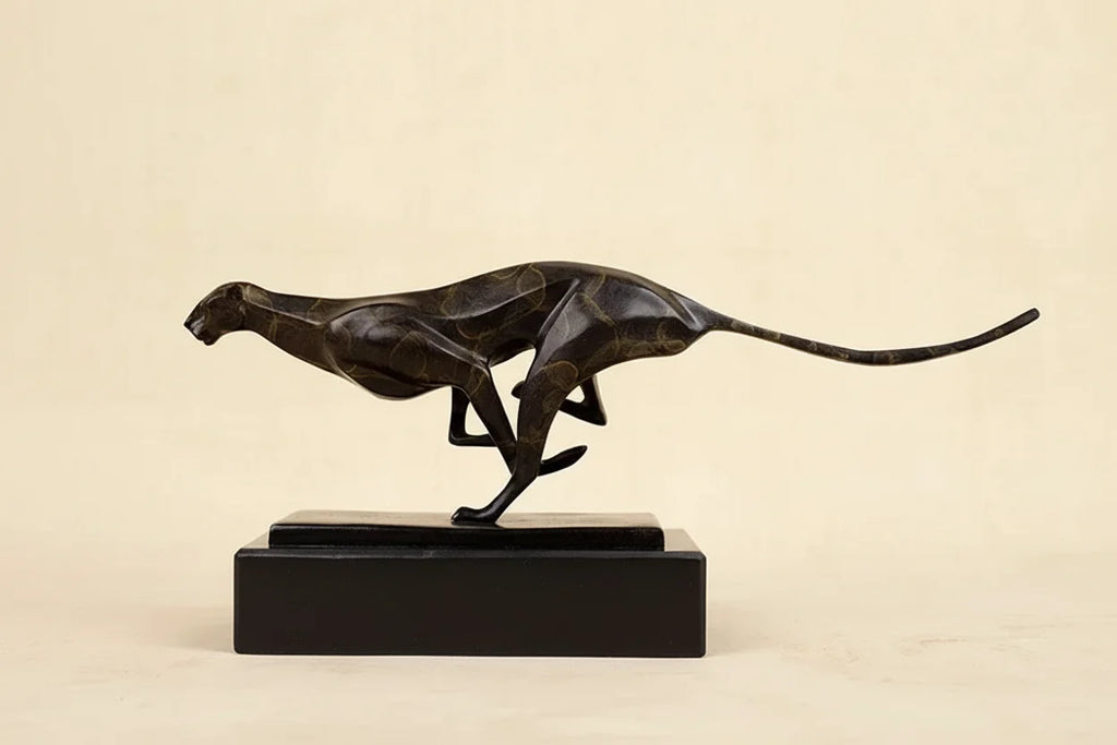 Modern Running Leopard Decorative Sculpture for Living Room Tabletop Decor