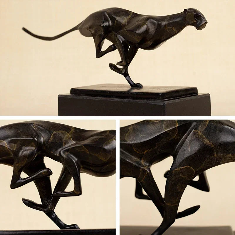 Modern Running Leopard Decorative Sculpture for Living Room Tabletop Decor