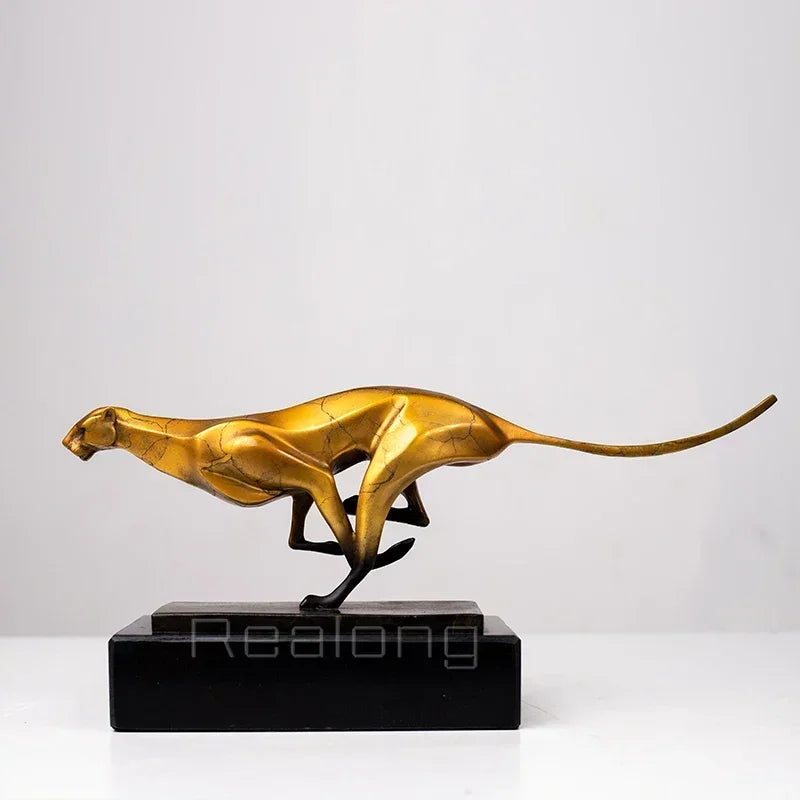 Modern Running Leopard Decorative Sculpture for Living Room Tabletop Decor