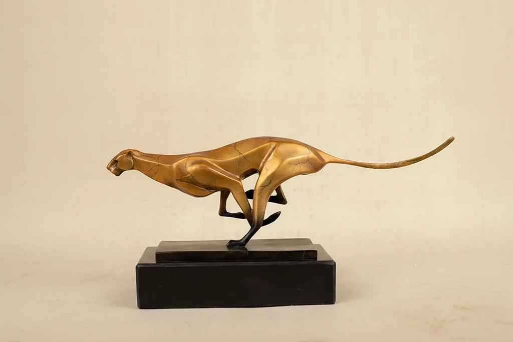 Modern Running Leopard Decorative Sculpture for Living Room Tabletop Decor