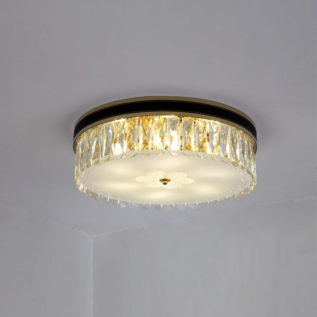 Modern Leather Crystal Ceiling Lamp