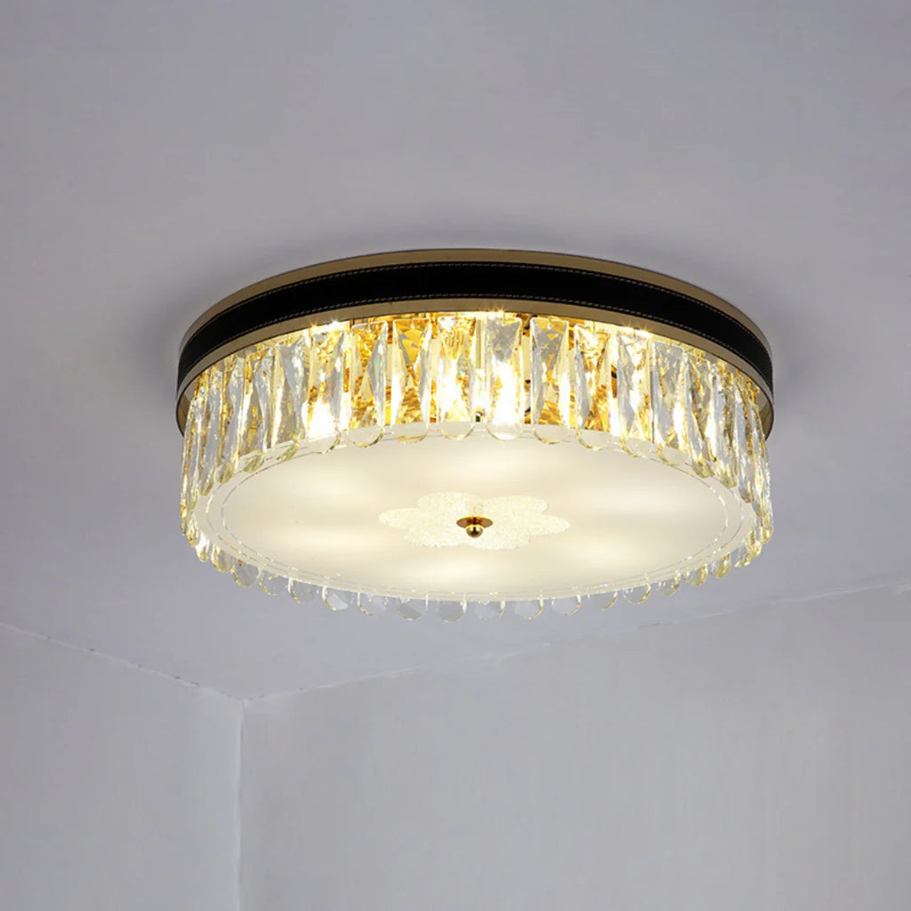 Modern Leather Crystal Ceiling Lamp