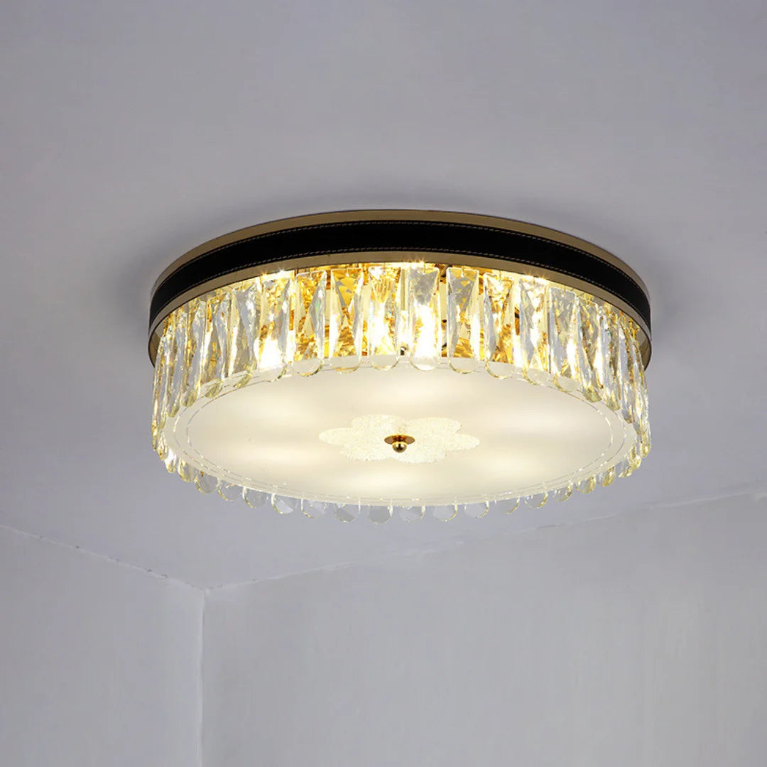 Modern Leather Crystal Ceiling Lamp