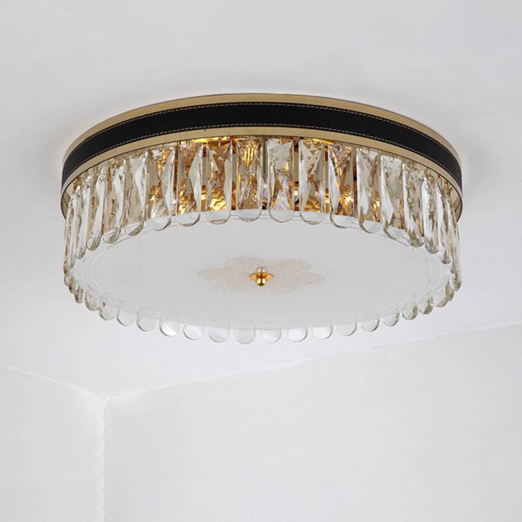 Modern Leather Crystal Ceiling Lamp