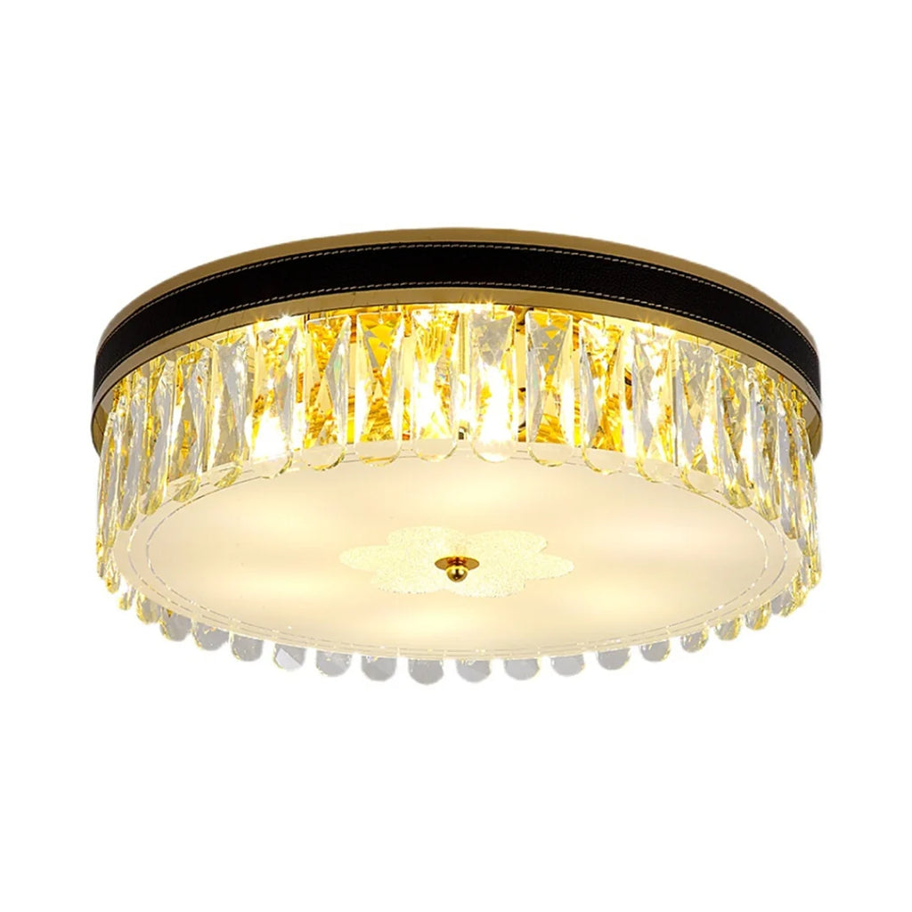 Modern Leather Crystal Ceiling Lamp