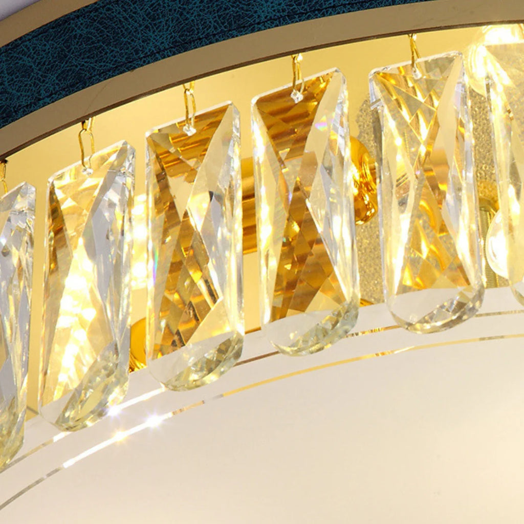 Modern Leather Crystal Ceiling Lamp