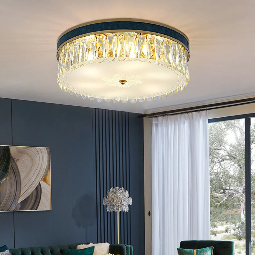 Modern Leather Crystal Ceiling Lamp
