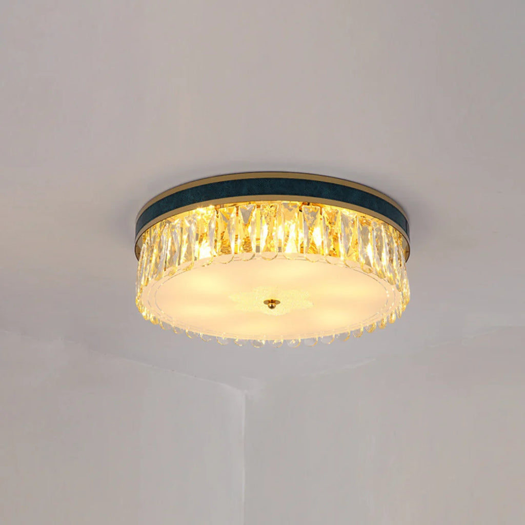Modern Leather Crystal Ceiling Lamp