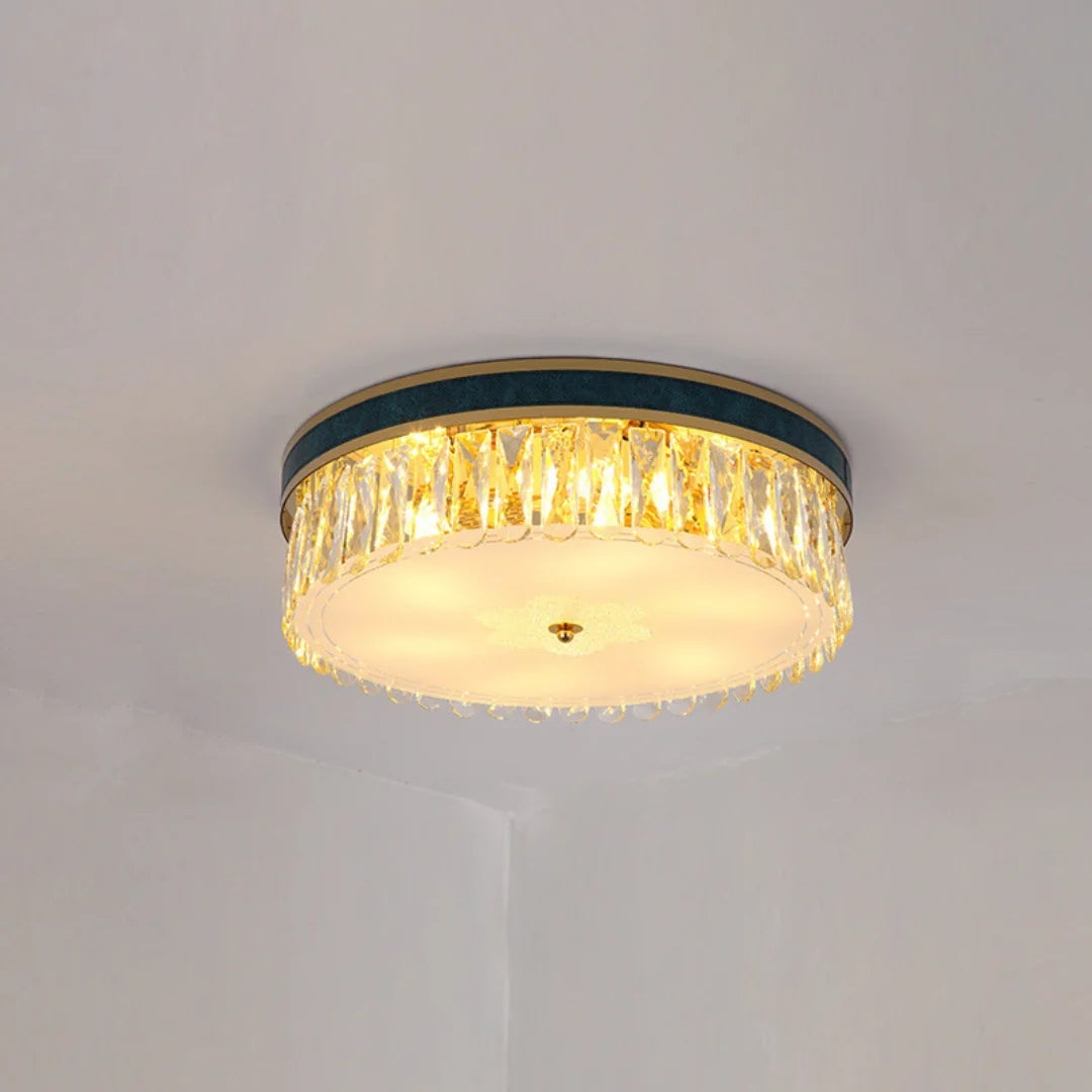 Modern Leather Crystal Ceiling Lamp