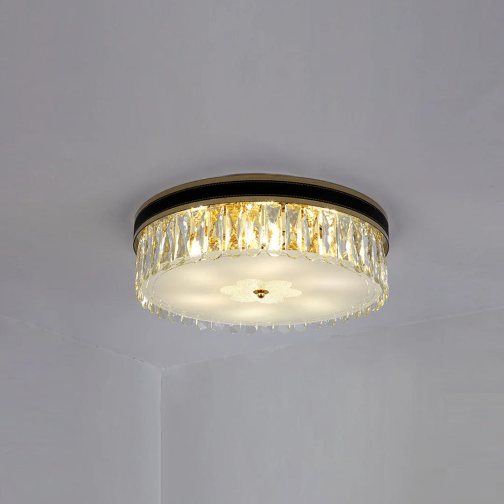 Modern Leather Crystal Ceiling Lamp