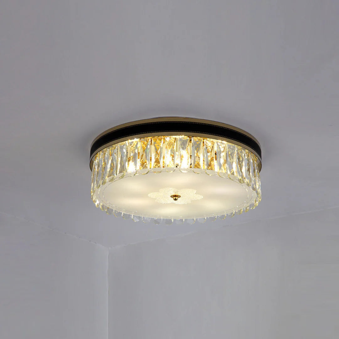 Modern Leather Crystal Ceiling Lamp
