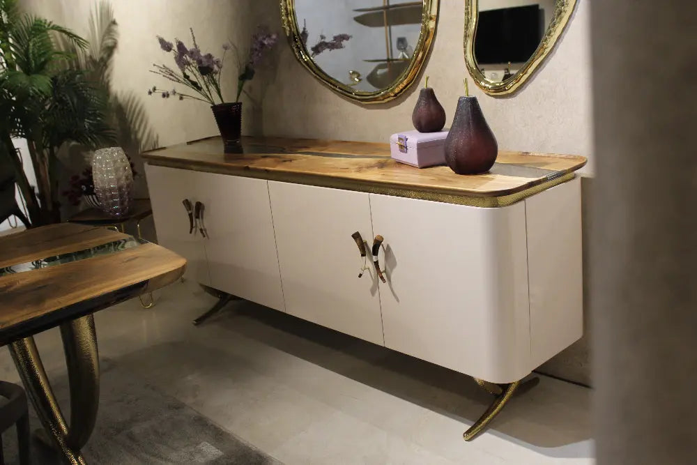 Ivory Walnut & Resin Credenza