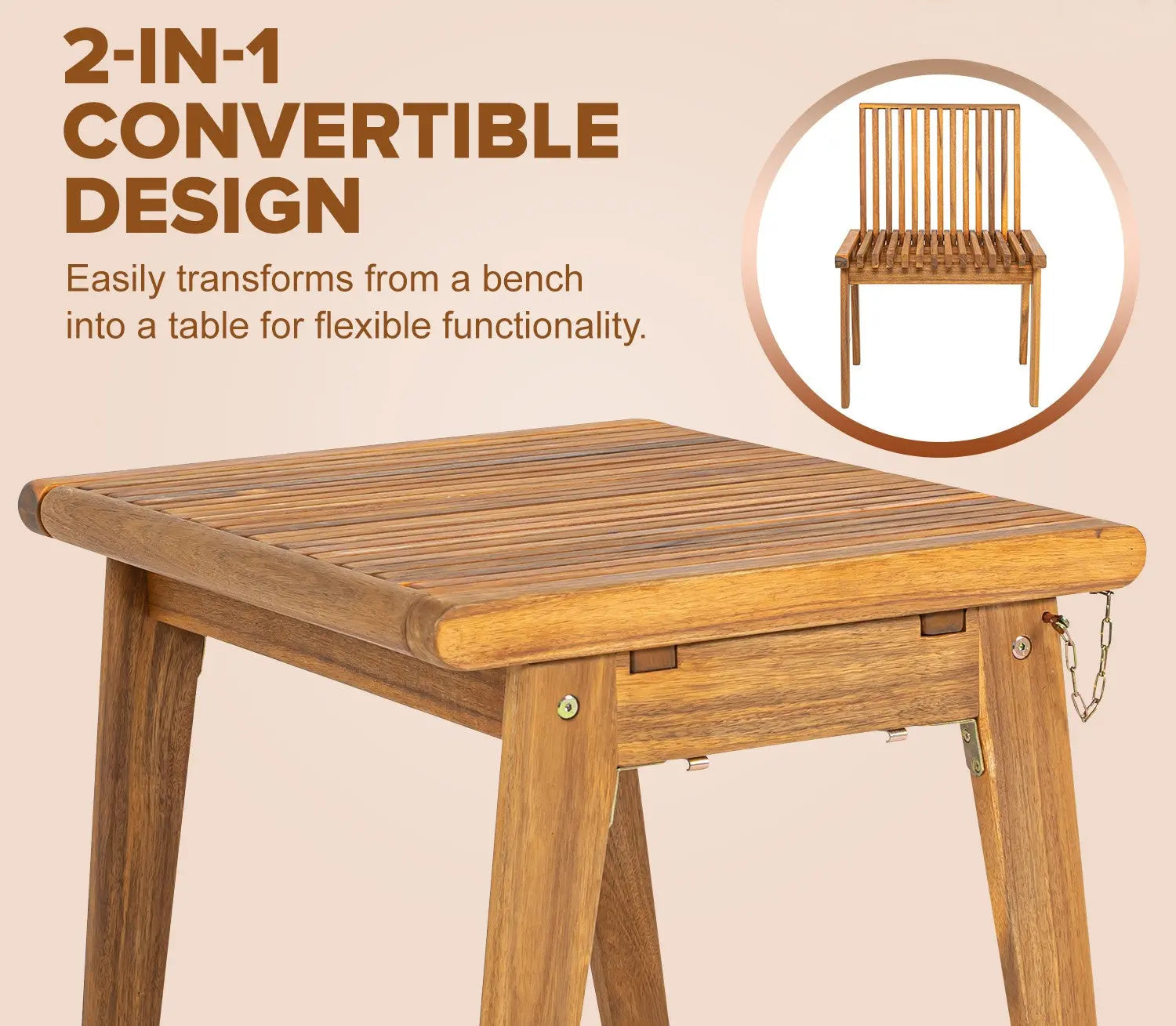 Outdoor Modular Folding Wooden Bench – 1 Pc.