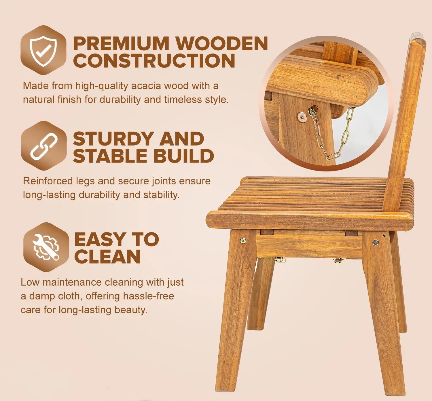 Outdoor Modular Folding Wooden Bench – 1 Pc.