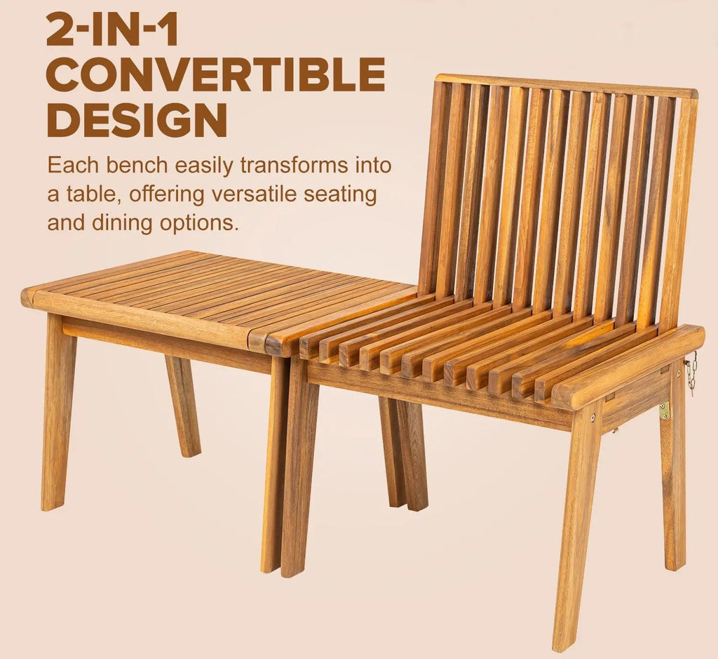 Modular Folding Wooden Bench – 2 Pc.