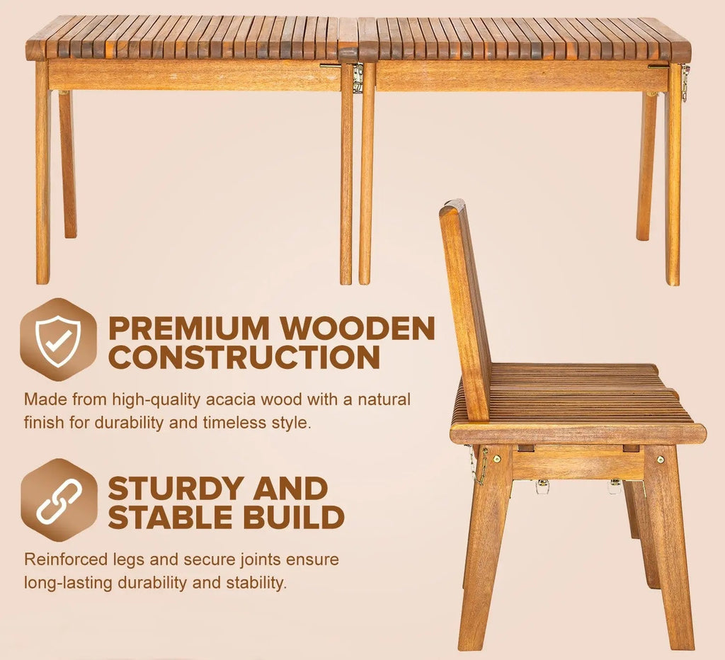 Modular Folding Wooden Bench – 2 Pc.