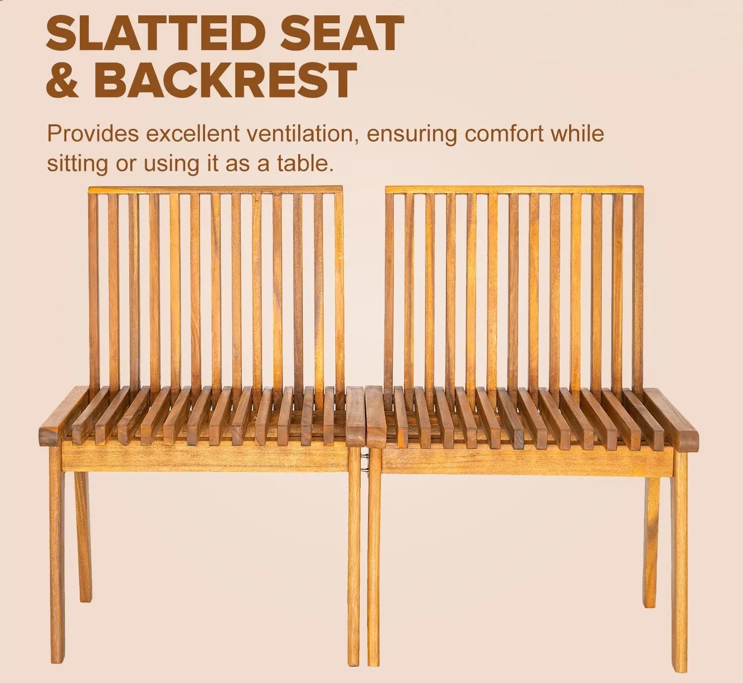 Modular Folding Wooden Bench – 2 Pc.