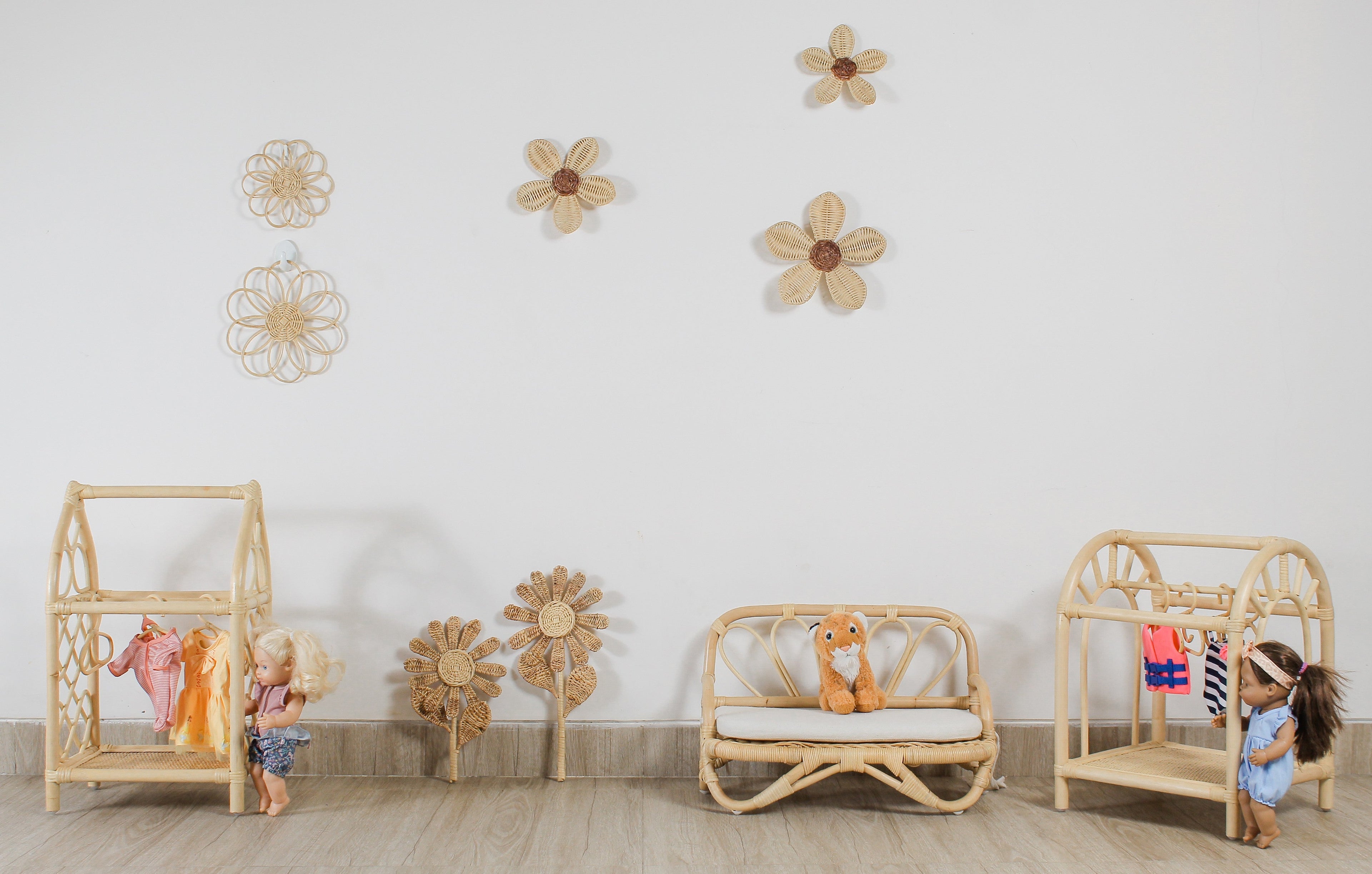 Rattan Flower Stem Wall Decor