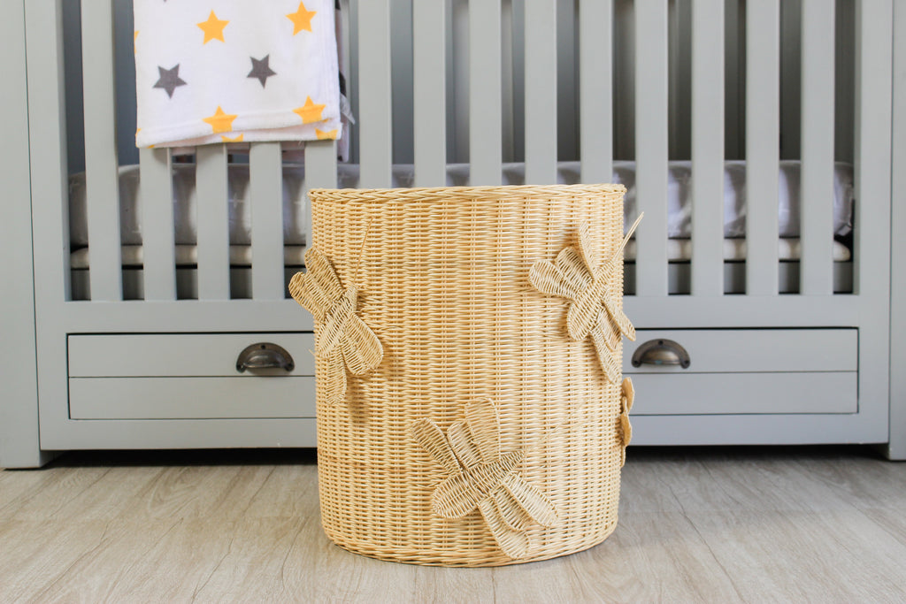 Natural Rattan Flutter Wing Hamper