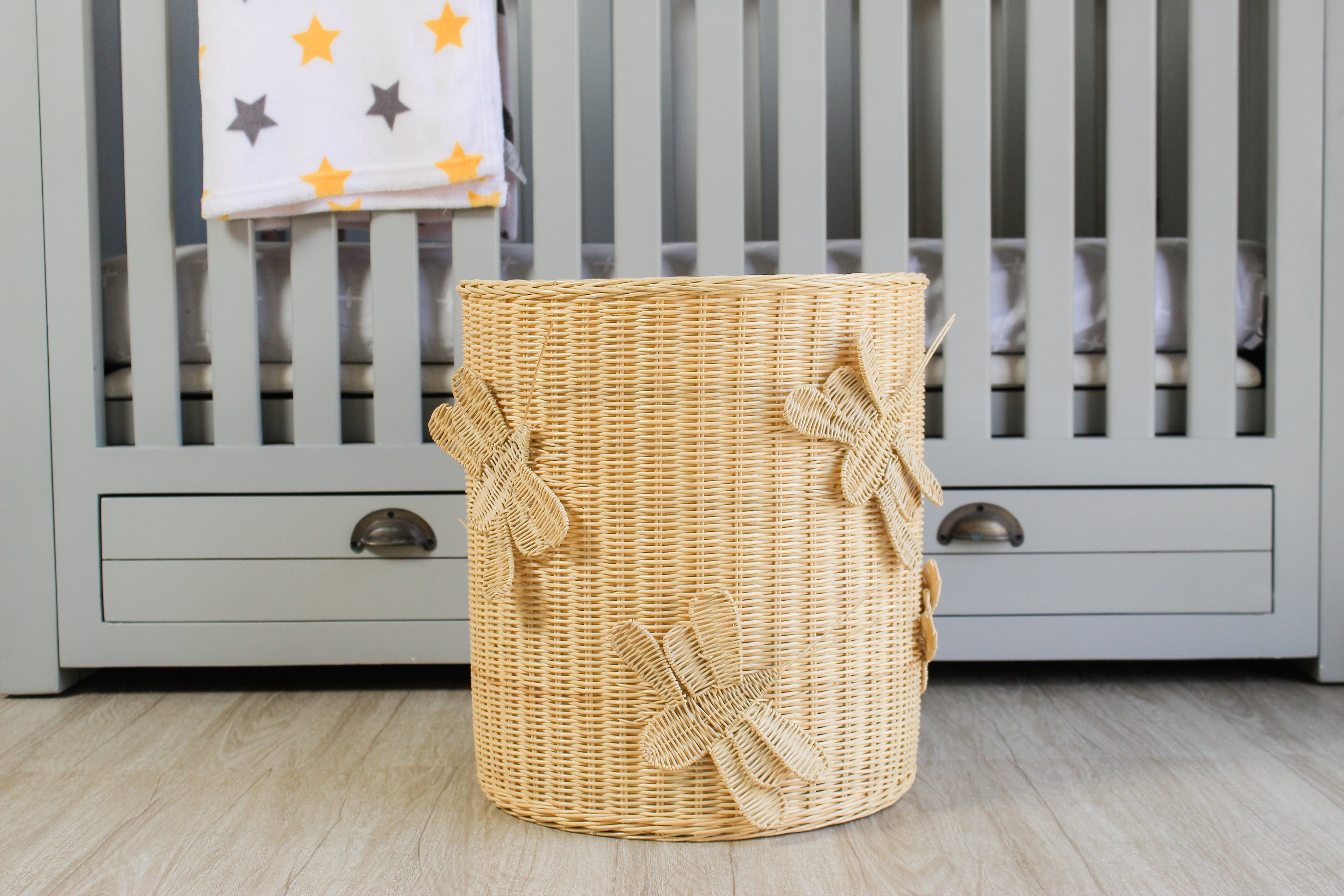 Natural Rattan Flutter Wing Hamper