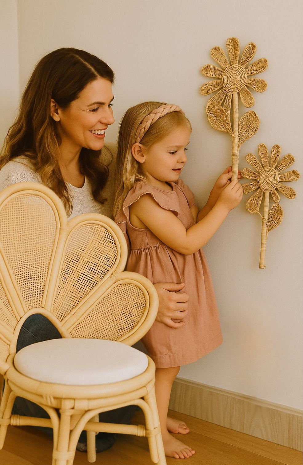 Rattan Flower Stem Wall Decor