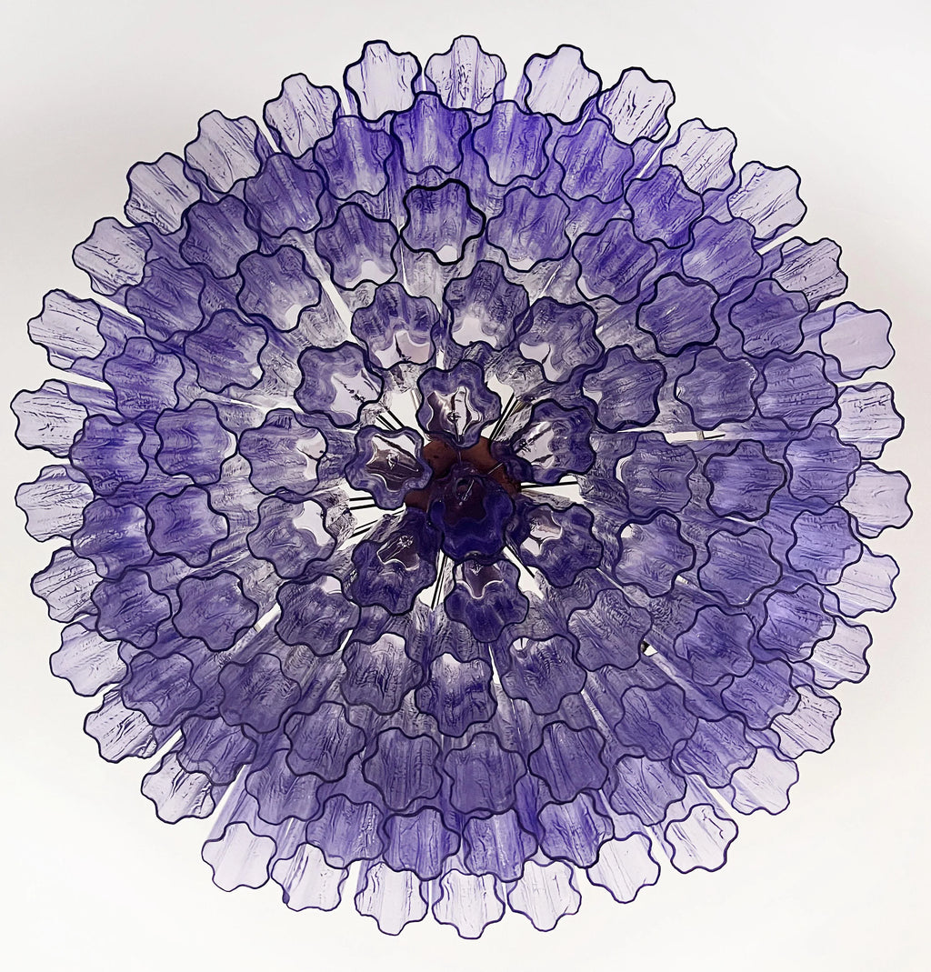 Murano Large Amethyst Glass Tube Chandelier