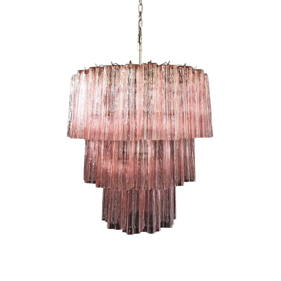 Pink Art Glass Tube Chandelier