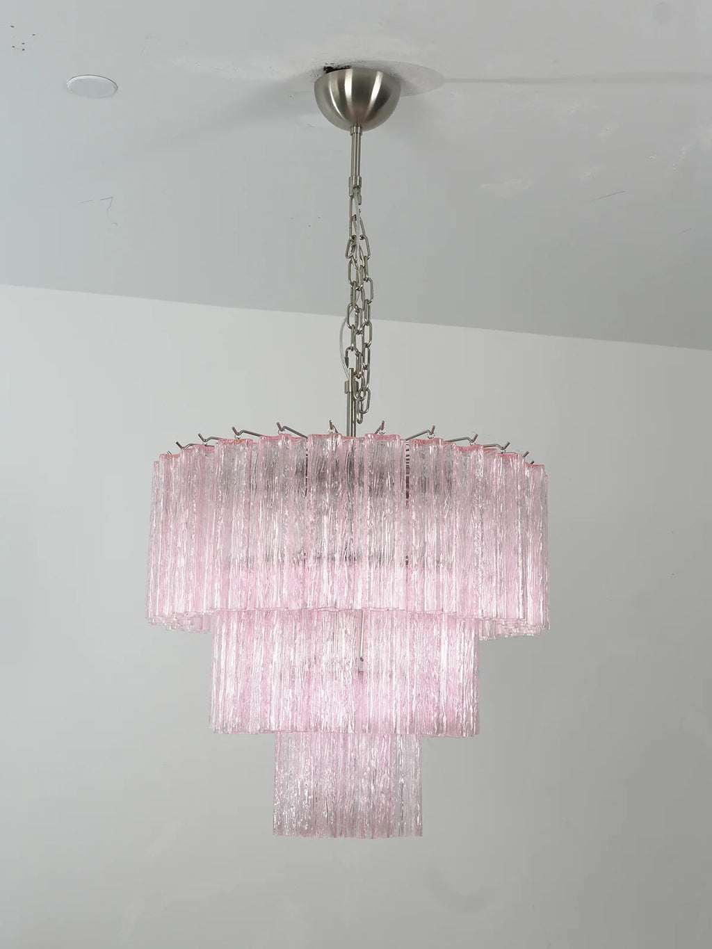 Murano Pink Glass Tube Chandelier