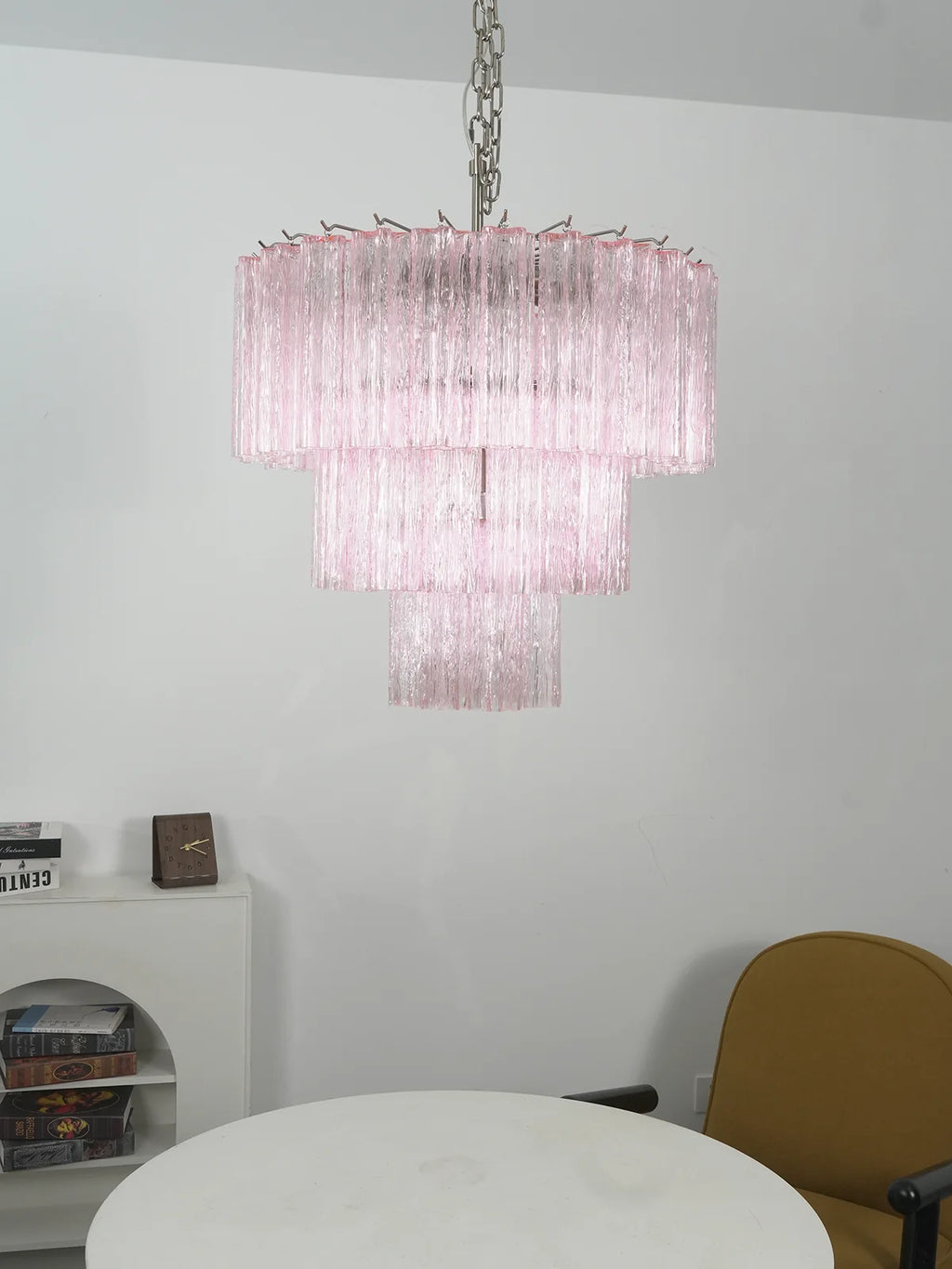 Murano Pink Glass Tube Chandelier