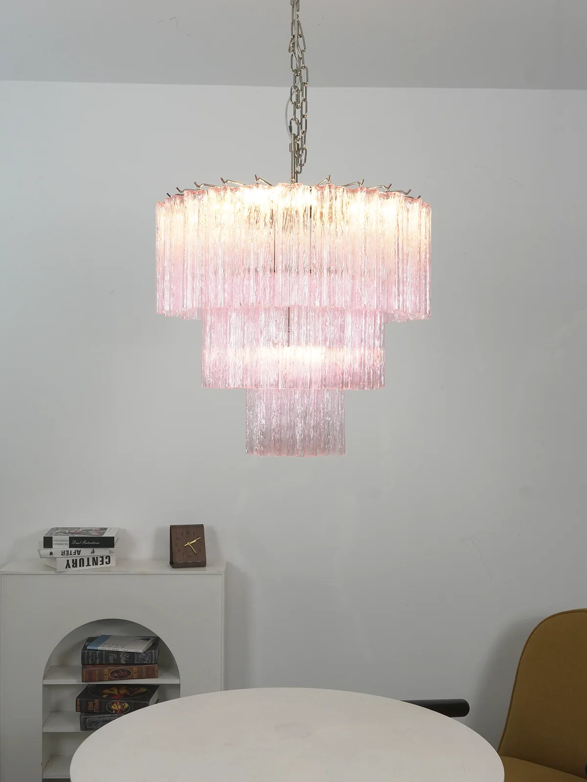 Murano Pink Glass Tube Chandelier
