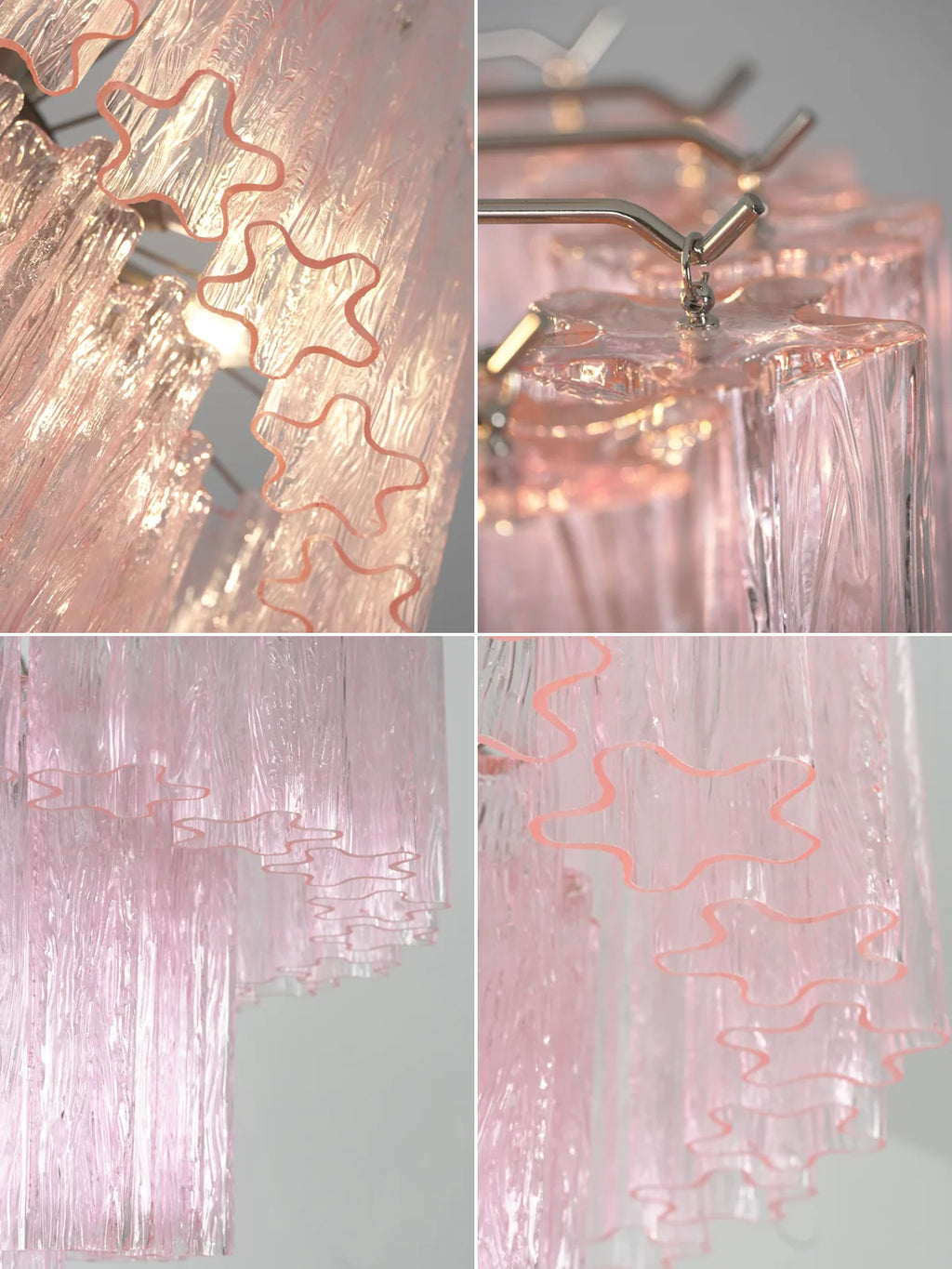 Murano Pink Glass Tube Chandelier