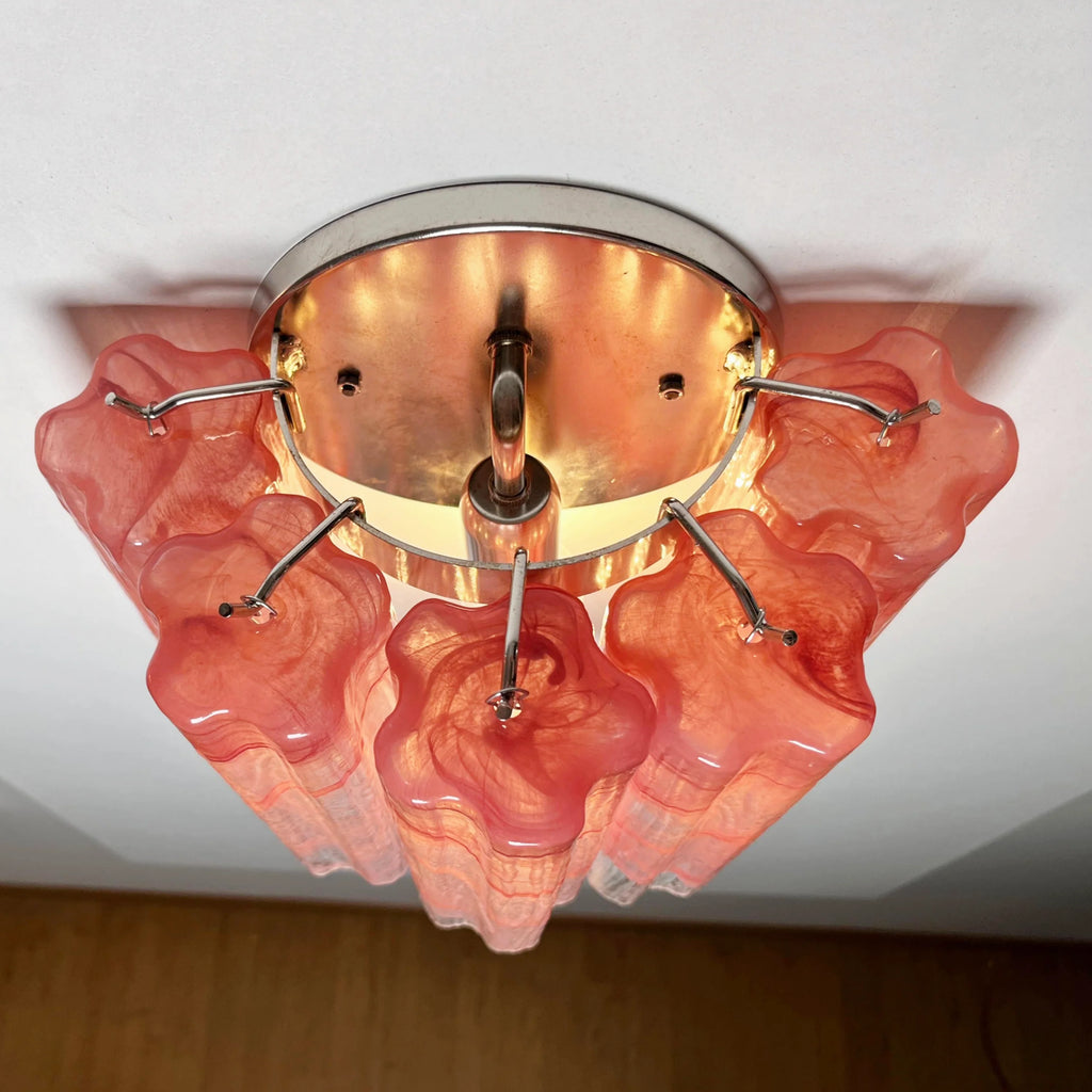 Star-Shaped Red Cloud-Patterned Glass Wall Lamp