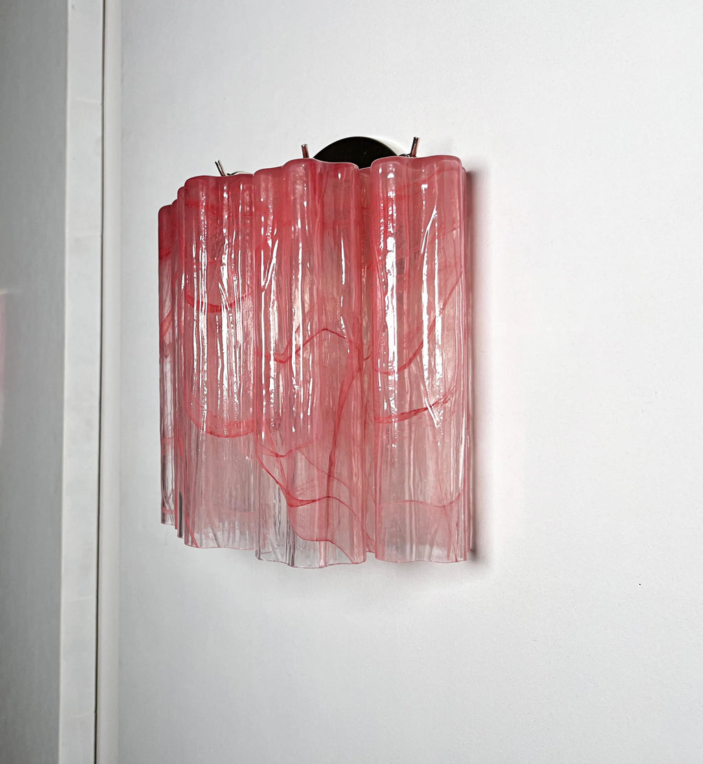 Star-Shaped Red Cloud-Patterned Glass Wall Lamp