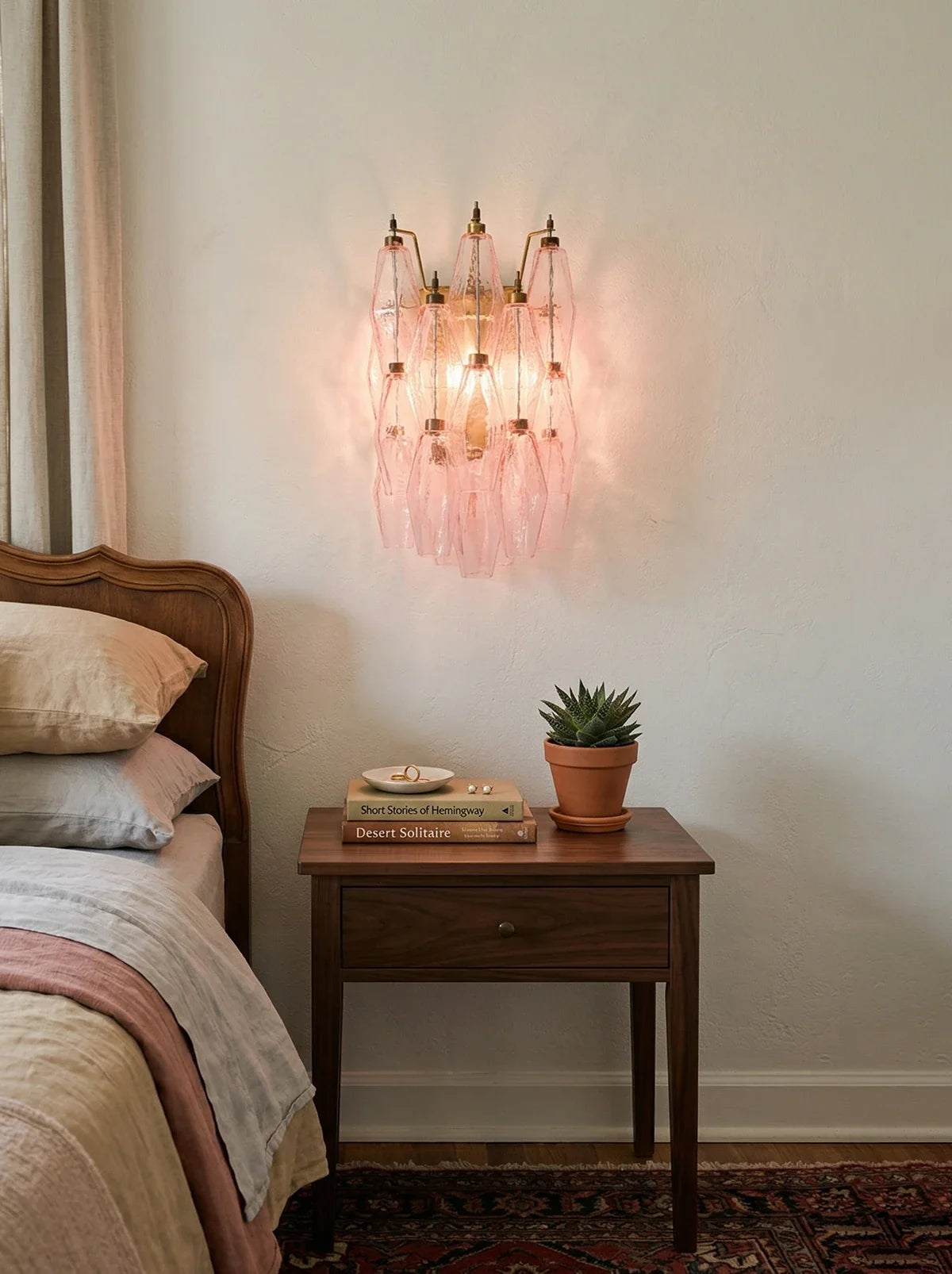 Murano Poliedri Pink Glass Wall Sconces
