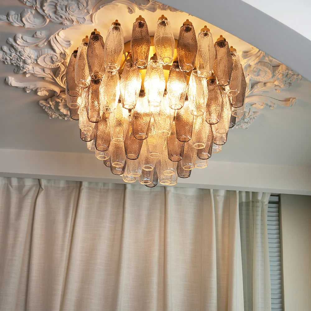 Murano Poliedri Transparent Smoked Ceiling Light