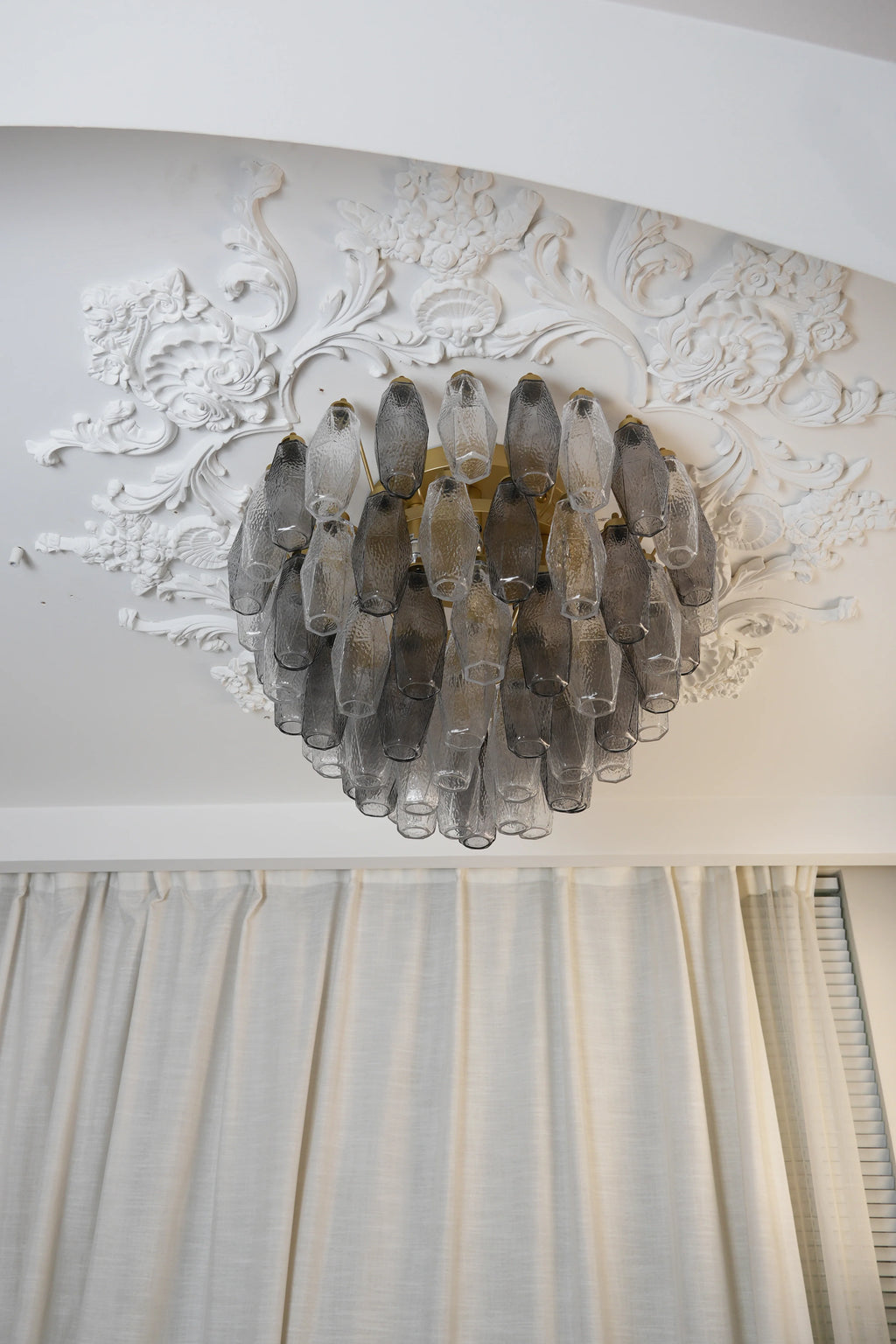 Murano Poliedri Transparent Smoked Ceiling Light