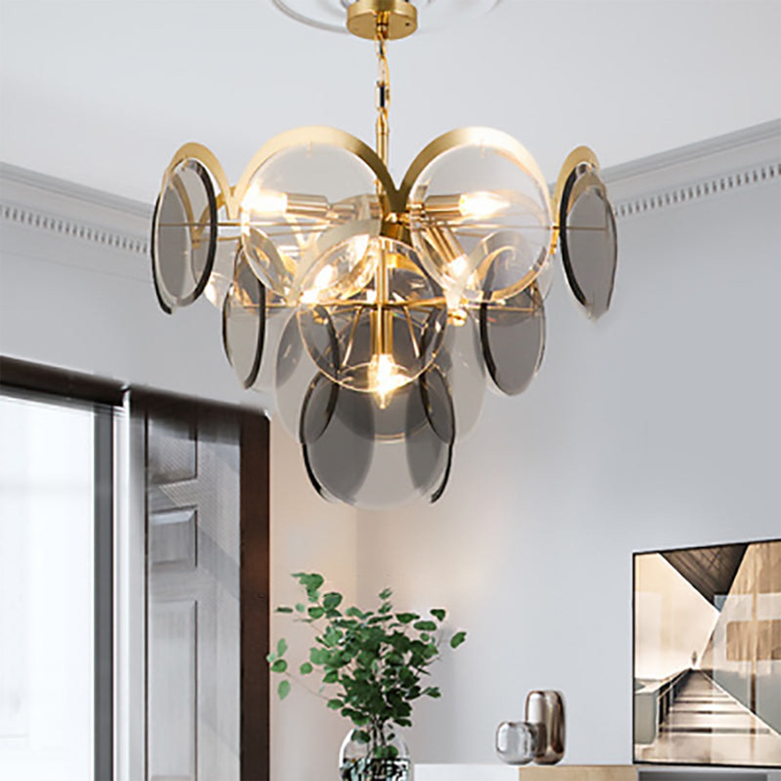 Murano Wrought Iron Glass Chandelier