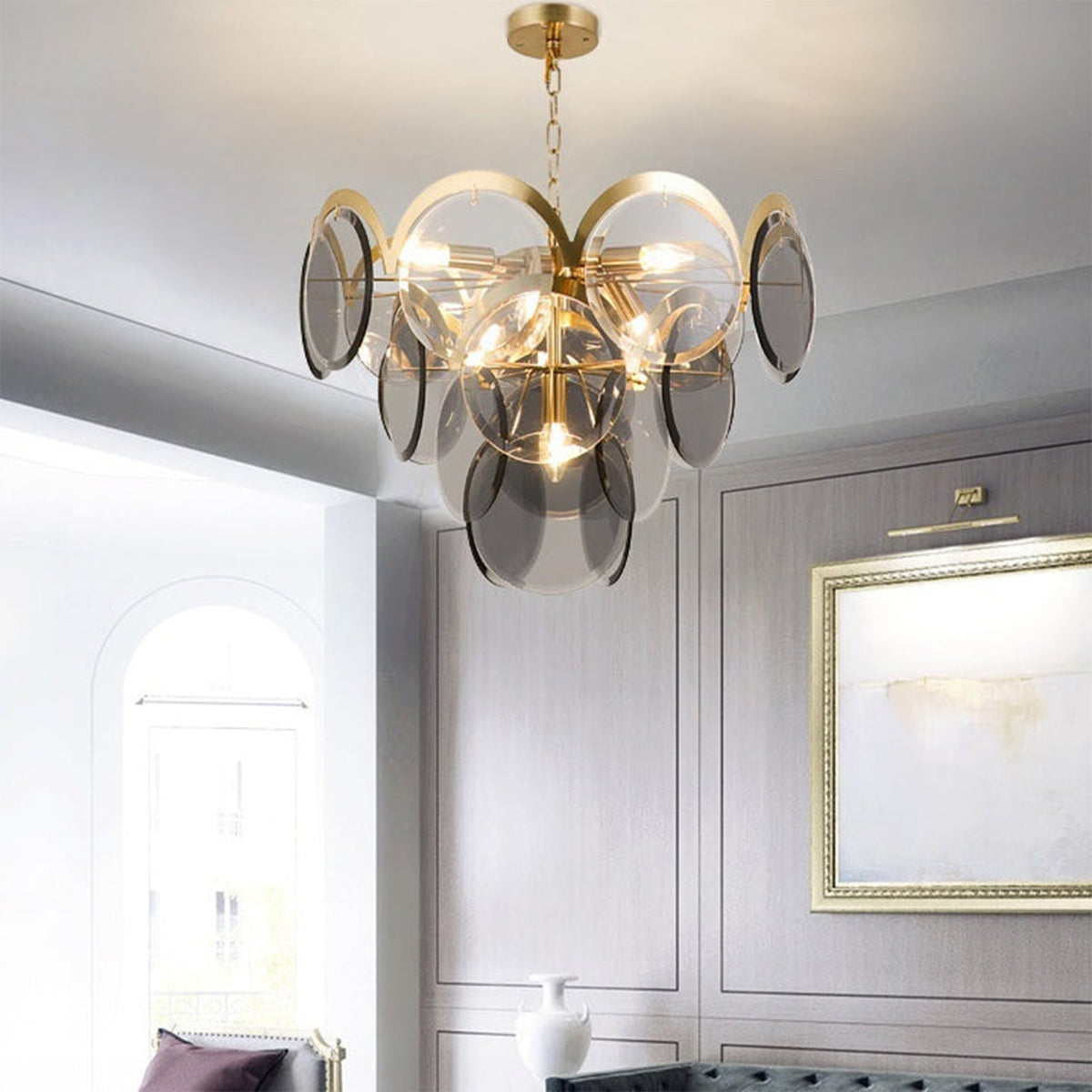 Murano Wrought Iron Glass Chandelier