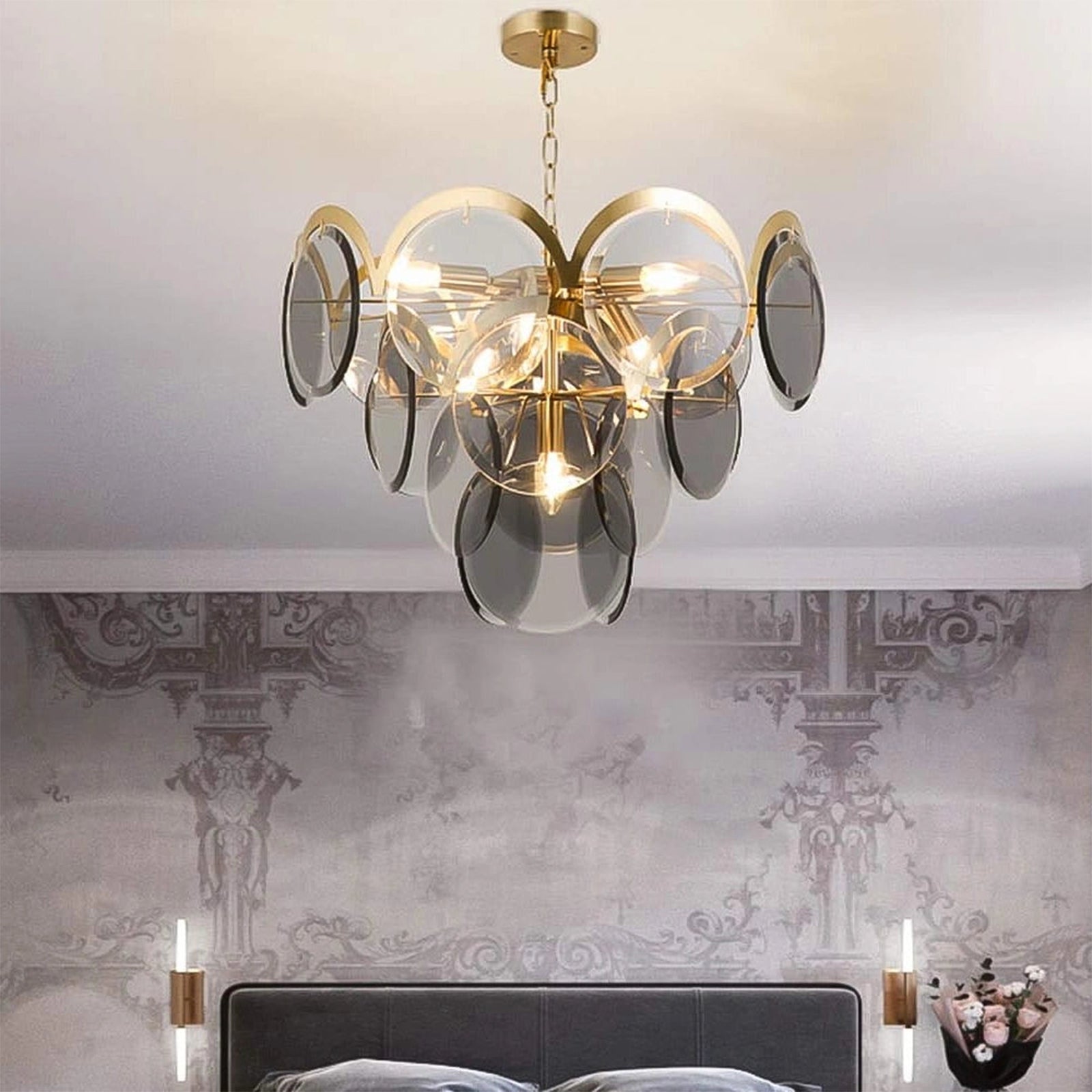 Murano Wrought Iron Glass Chandelier