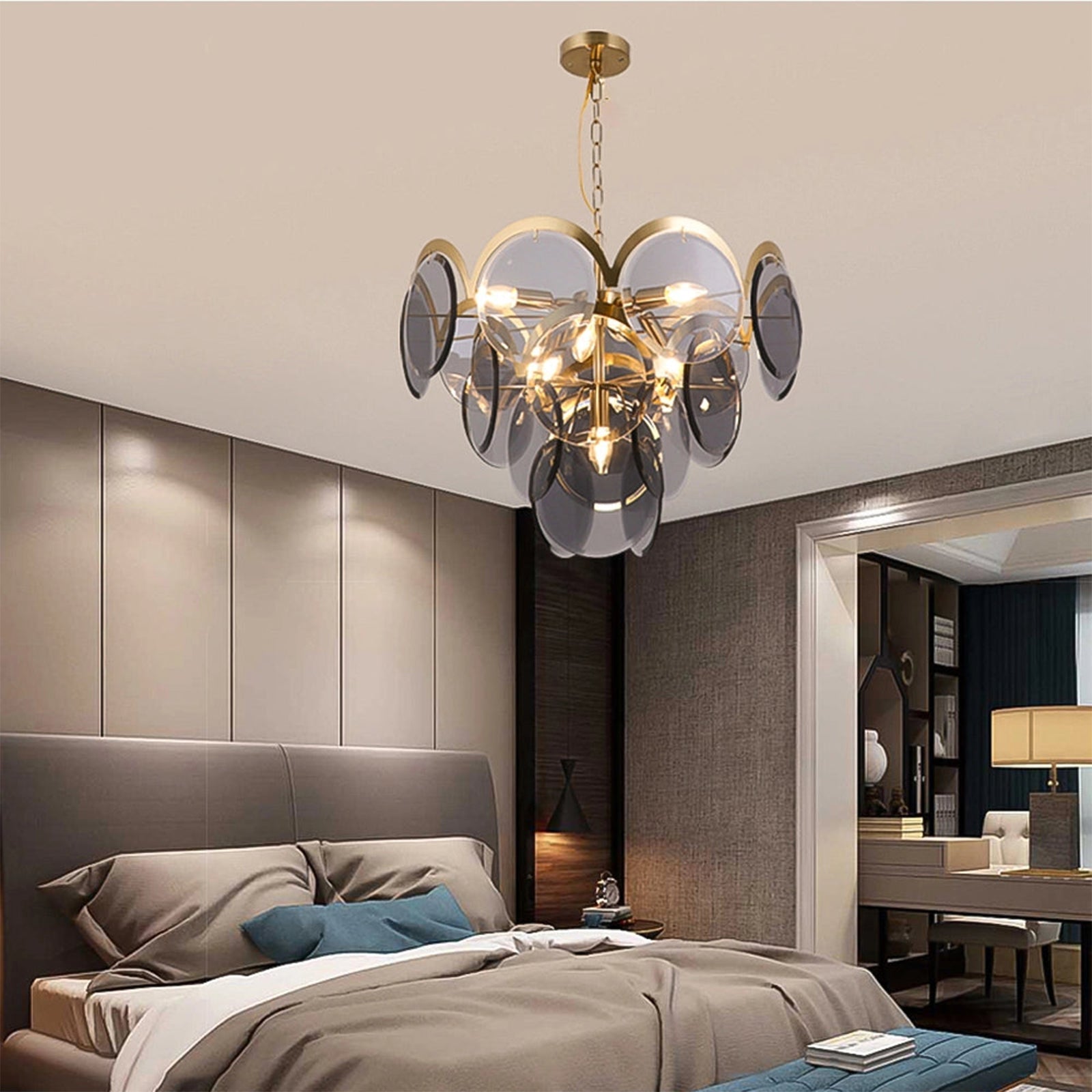 Murano Wrought Iron Glass Chandelier